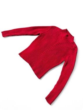 Vintage Red Glittery St. John’s Bay Ribbed Knit Cable Sweater